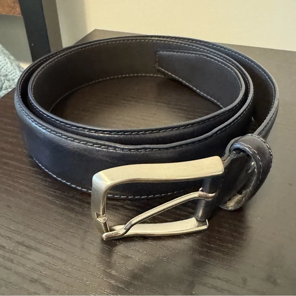 Unisex Italian Navy Leather Belt